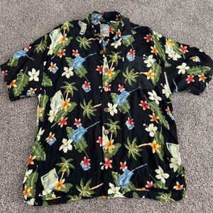 Pineapple Moon Hawaiian Floral Print Shirt size medium